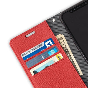 iPhone 11 Pro Red wallet case with card slots and cash
