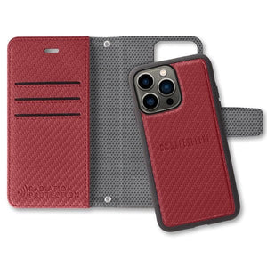 Red iPhone 13 Pro case with wallet design