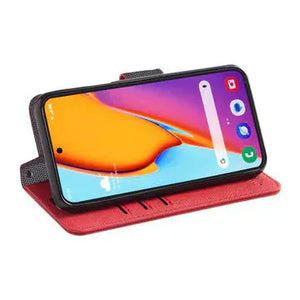 Samsung S25 Ultra red kickstand case, phone propped open