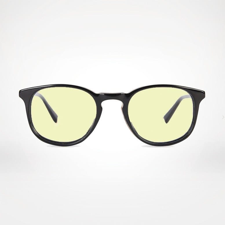 BB15476 Black round frame glasses with yellow lenses