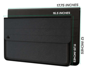 DS laptop sleeve showing dimensions