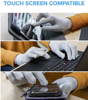 Touch screen compatible gloves in use