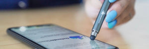 Stylus pen (DefStylus) being used on a smartphone screen