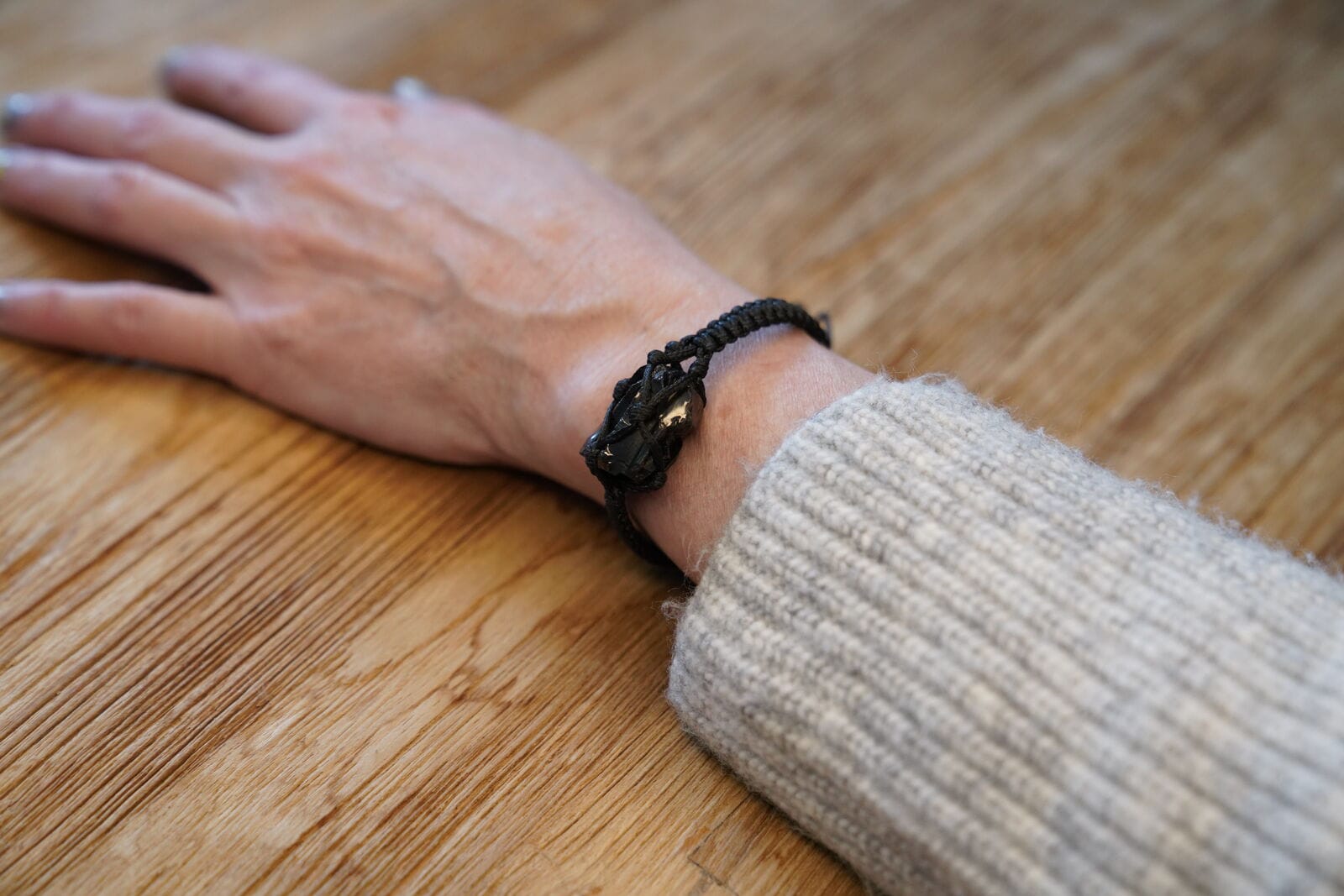 ES shungite bracelet on wrist