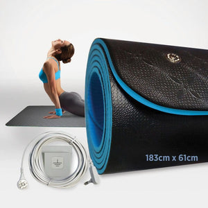 Yoga mat GO78K08R62 with woman in pose, 183cm x 61cm dimensions