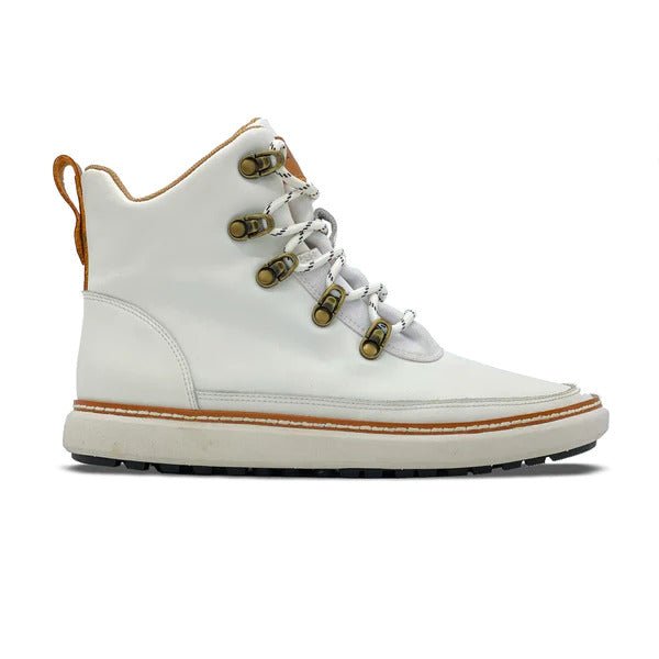 White Leather Grounded Ankle Boot