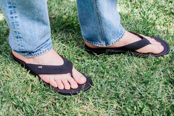 Unisex Black Knit Grounding Sandal