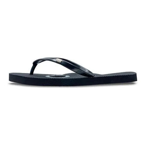 Black grounding flip-flop sandal profile view for beach