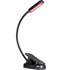 Clip-on LED book light with red light