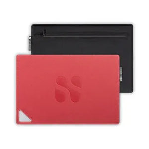 Red LP13 wallet with black wallet behind it.
