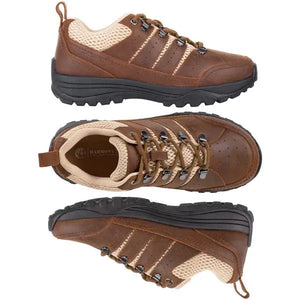 Brown leather hiking shoes, multi-view