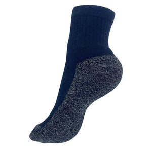 Back view of dark blue quarter sock