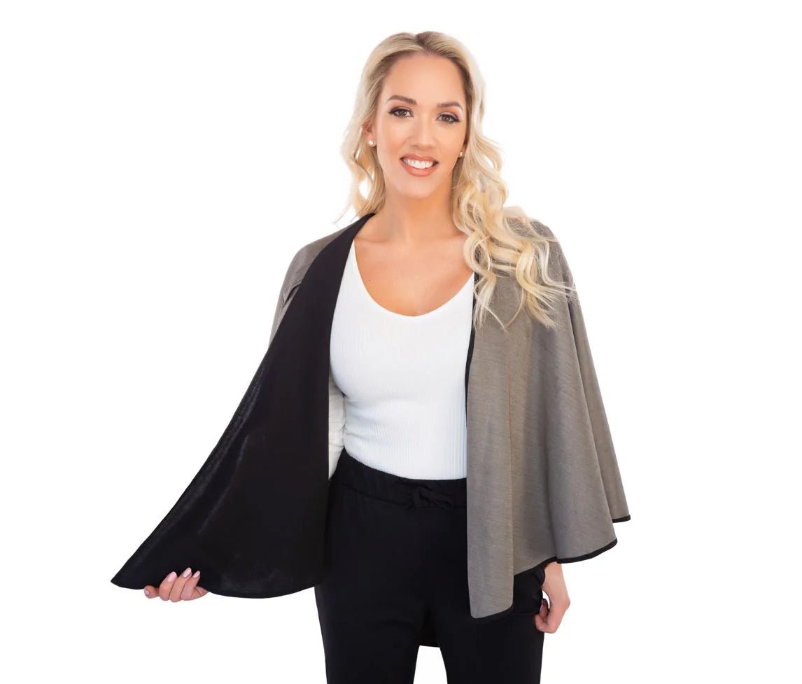Black Silver Cotton Double Knit Cape