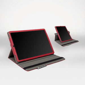 Tablet case SS8189 with red trim, open and upright.