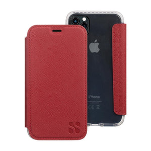 SS i12 Max Slim red leather phone case