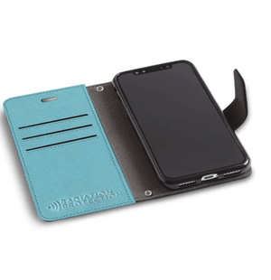 Screenshot of phone in blue radiation protection case