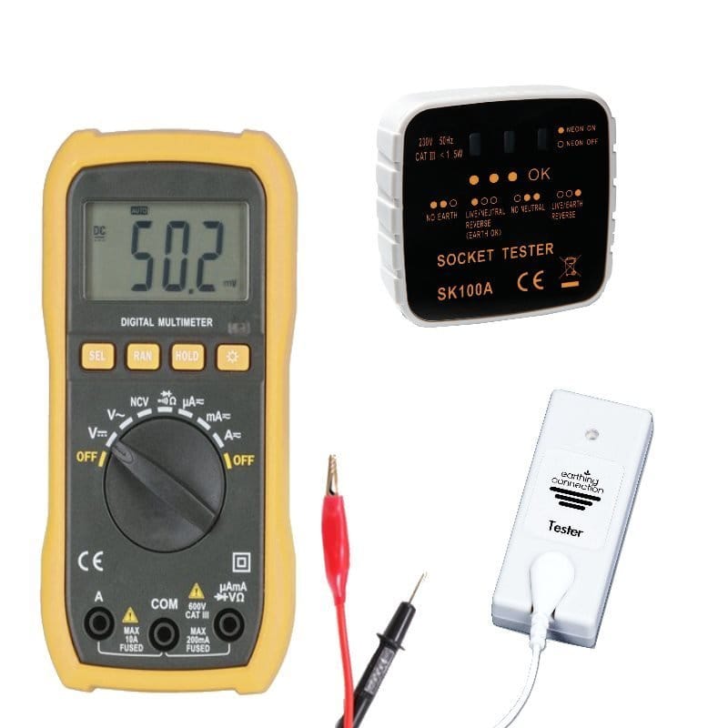 Multimeter, socket tester, and voltage tester set