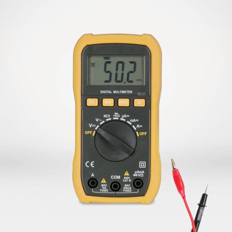 Digital multimeter reading 50.2, model TM9GJ59BRM