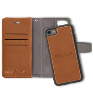 Leather phone wallet case with radiation protection