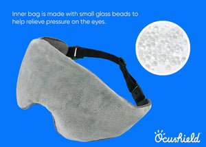Bamboo weighted sleep eye mask with glass beads for pressure relief.