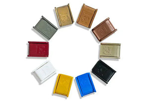 Copper-toned buckles in a circle