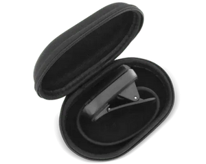 Black Bluetooth headset in a case
