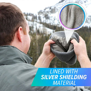 Defendershield EMF protection winter beanie showing silver shielding material.