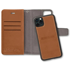 Brown leather iPhone 11 Pro case with radiation protection