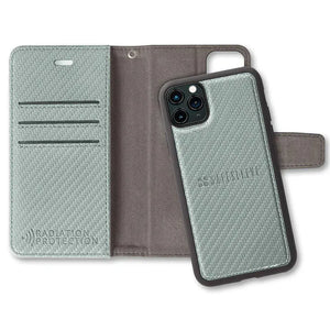 iPhone 11 Pro Grey Carbon Fiber Wallet Case - Radiation Protection