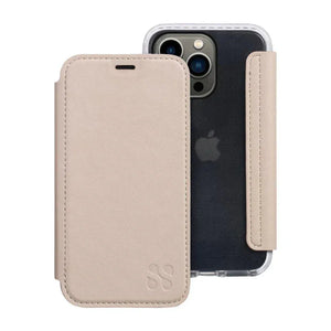 iPhone 13 Pro Slim Case - Beige Leather