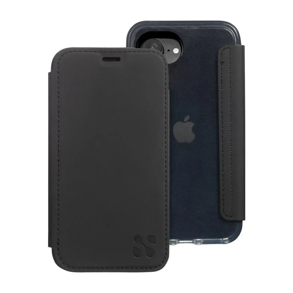 Black iPhone SE slim leather case