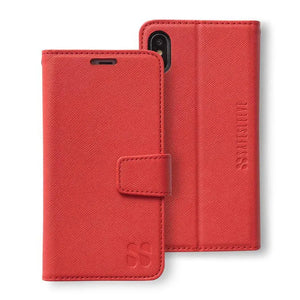 Red iPhone iX wallet case front view