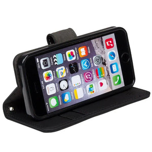 Black iPhone 5 wallet case, front view