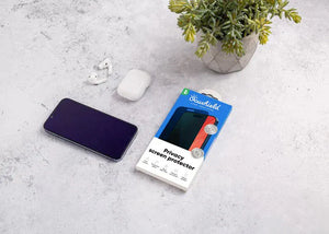 iPhone privacy screen protector flat lay