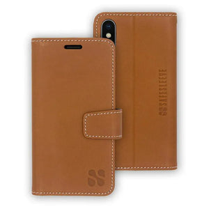 iPhone X leather case with white stitching