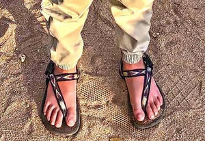 Kid's sandal on feet, close-up