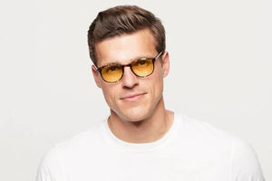Man wearing Lane Maple Tortoise sunglasses