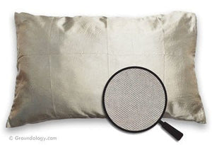 Soft silver pillowcase with close-up detail