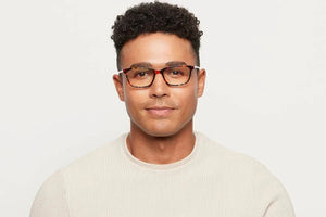 Man wearing Wells Classic Tortoise eyeglasses