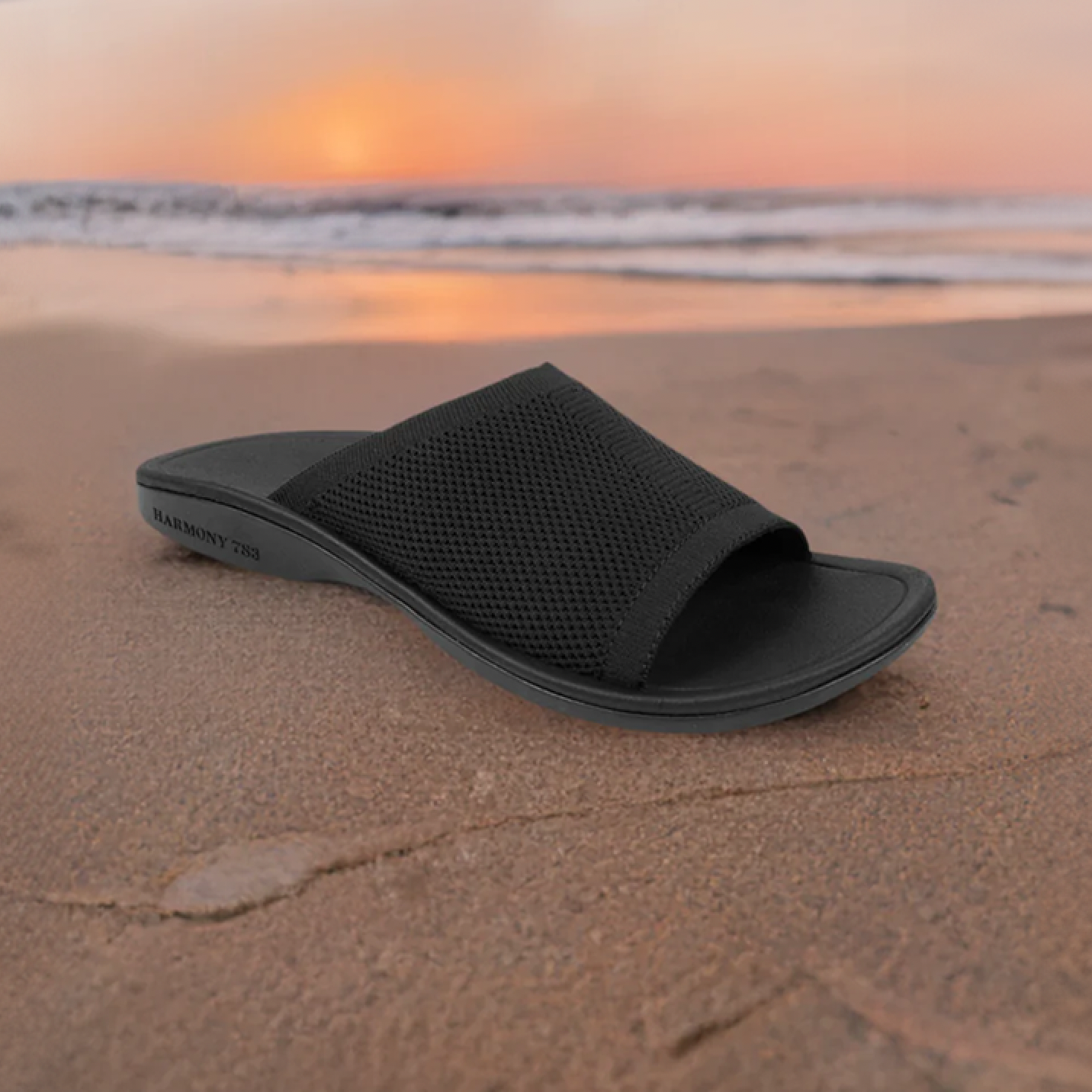 Women's Black Knit Grounding Slides