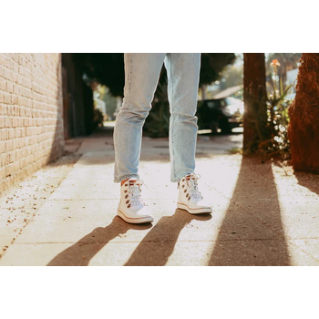 White Leather Grounded Ankle Boot