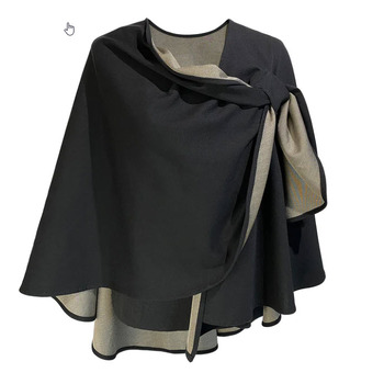 Black Silver Cotton Double Knit Cape