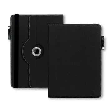 Black 360 tablet case, front and back view.