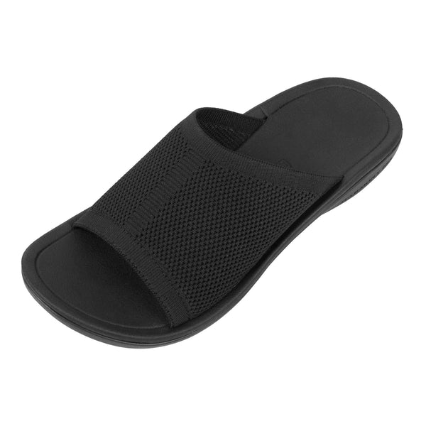Women's Black Knit Grounding Slides