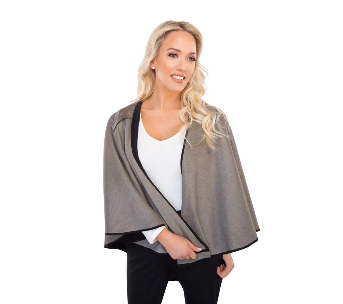 Black Silver Cotton Double Knit Cape