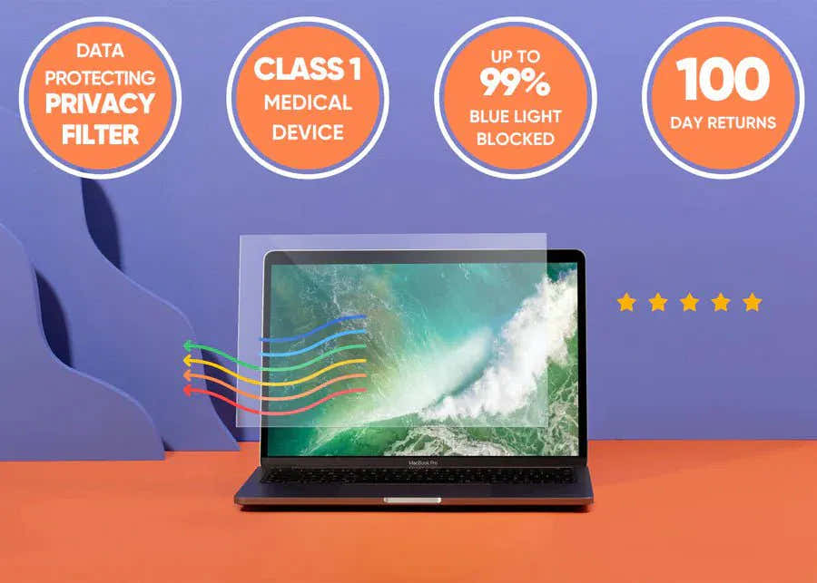 Ocushield Macbook screen protector, privacy & blue light filter